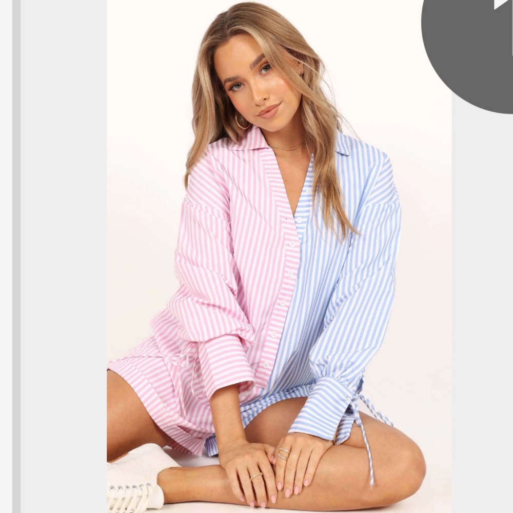 Petal & Pup Dual-Tone Striped Long Sleeve Romper